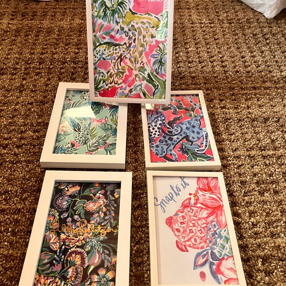 Lilly Pulitzer White Frame Set with Multicolor Tropical Prints